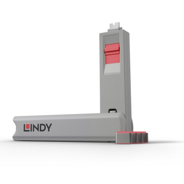 Lindy USB Type C Port Blocker Key - Pack of 4 Blockers - Pink
